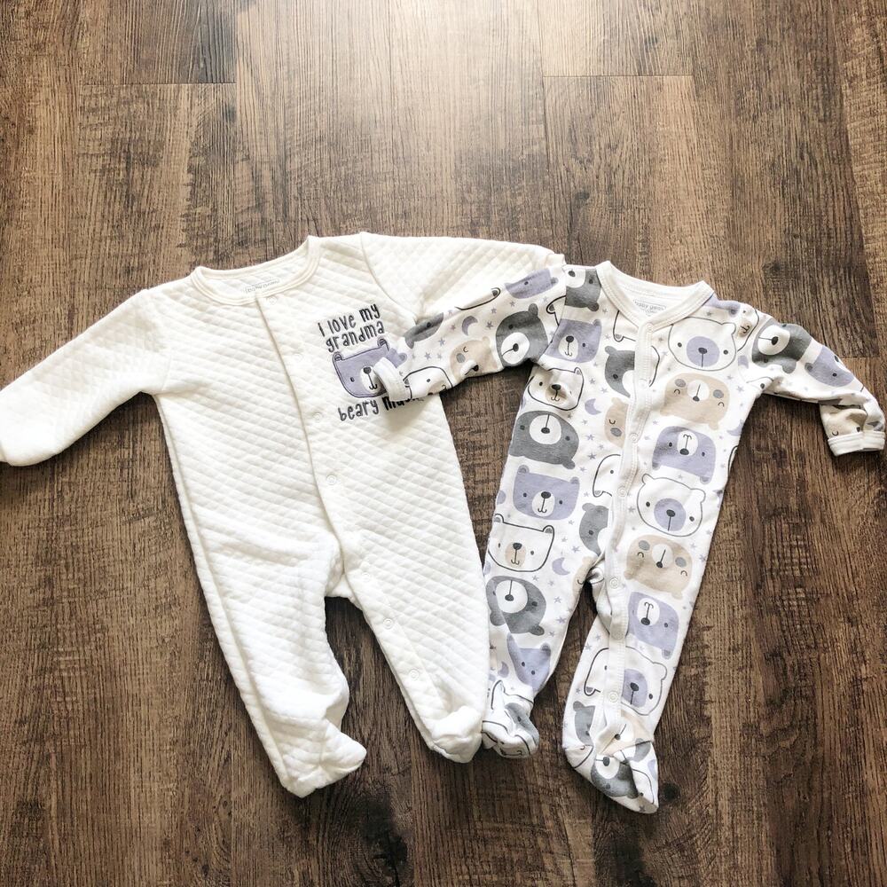 Baby Gear Boy 3-6M Bear Long Sleeve Quilted Footie Snap Button Closure Outfits
